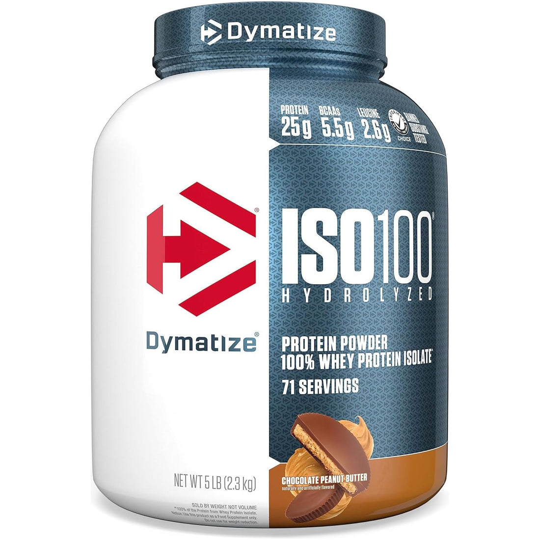 ISO100 - 100% Hydrolyzed Whey Protein Isolate - Chocolate Peanut Butter, 5Lbs/2.3Kg