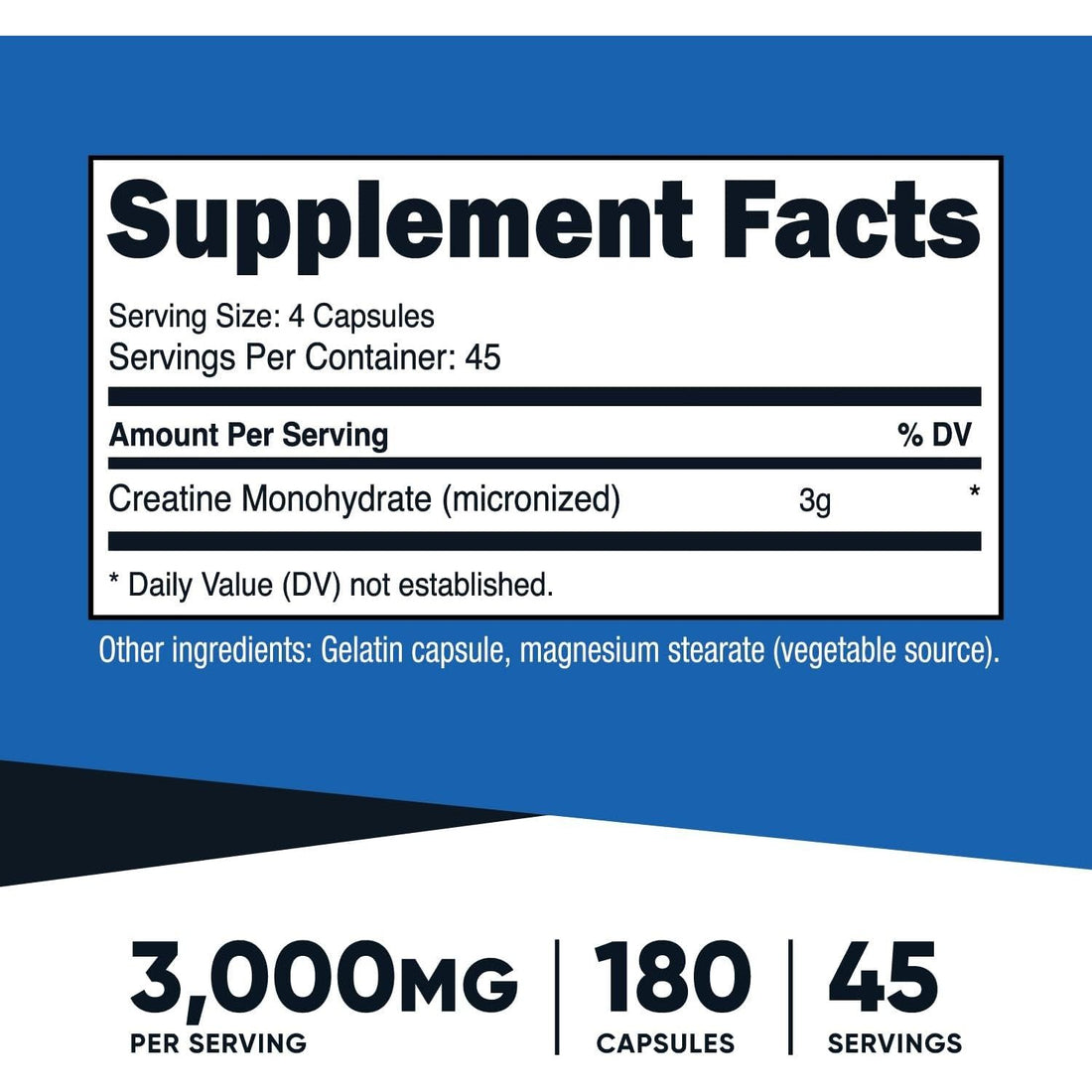 Creatine Monohydrate 3,000Mg, 180 Capsules (750Mg per Capsule) - Gluten Free, Non-Gmo