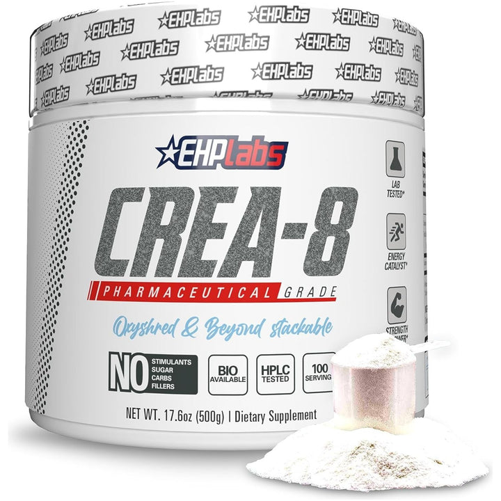 Ehplabs CREA-8 Creatine Monohydrate Powder - Creatine Powder for Building Lean Muscle Mass, Improves Strength & Power, Supports Brain Health - 100 Servings (500G)