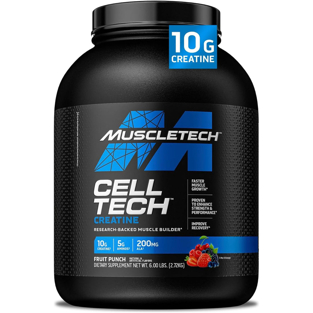 Celltech Creatine Powder, Micronized Creatine, Creatine Hcl, Fruit Punch, 3 Pounds