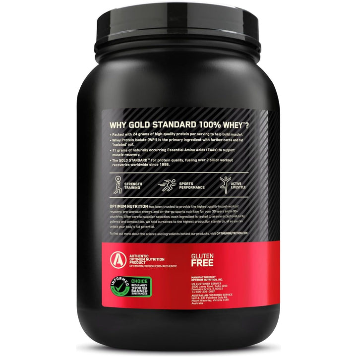 Gold Standard 100% Whey Protein Powder, Vanilla Ice Cream, 907G