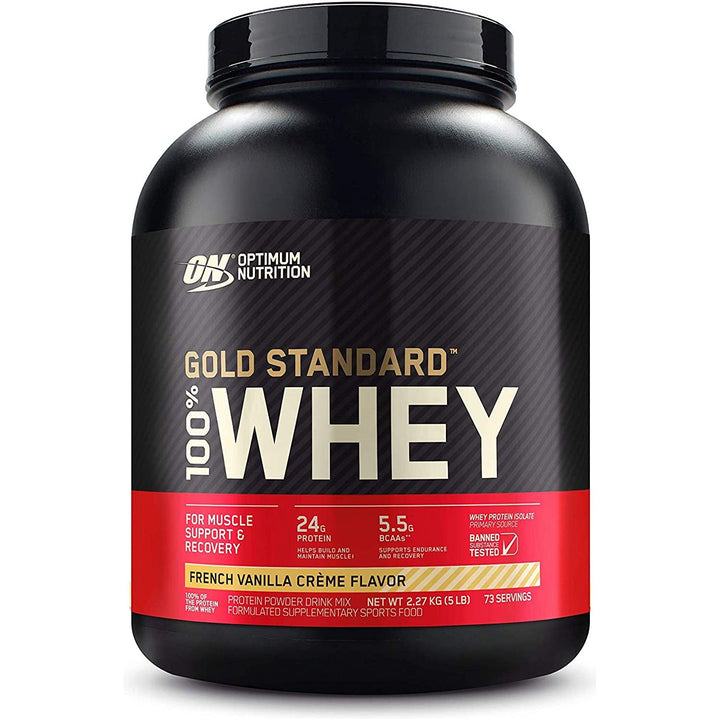 Gold Standard 100 Percent Whey Protein Powder, French Vanilla, 2.27Kg