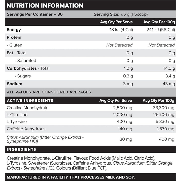 Pre-Workout Lemonade Legacy Sport 225G (30 Serves)