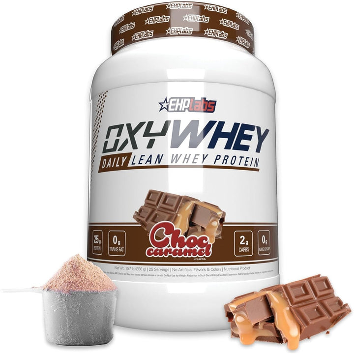 Ehplabs Oxywhey Lean Whey Protein Powder - 25G of 100% Pure, Lean, Non-Gmo Whey Protein Blend, Post Workout Fitness & Nutritional Shakes, Smoothies, Baking & Cooking - 27 Serves (Chocolate Caramel)