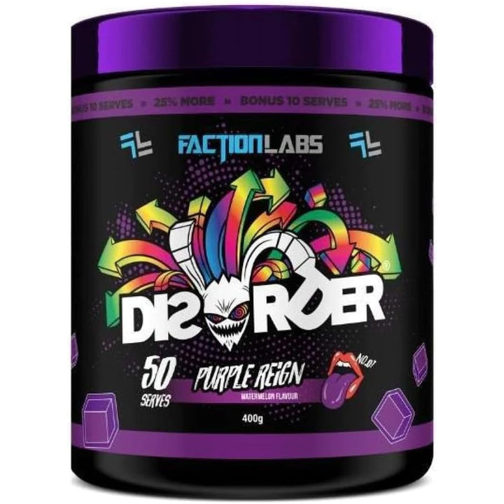 DISORDER Pre Workout Powder - Purple Reign Flavour, 400 Grams (50 Servings)