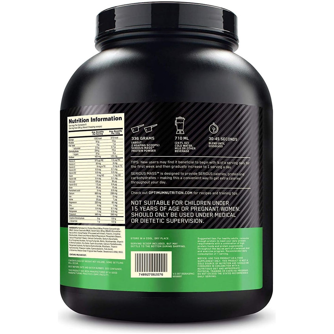 Serious Mass Protein Powder Gainer, Chocolate, 2.72Kg