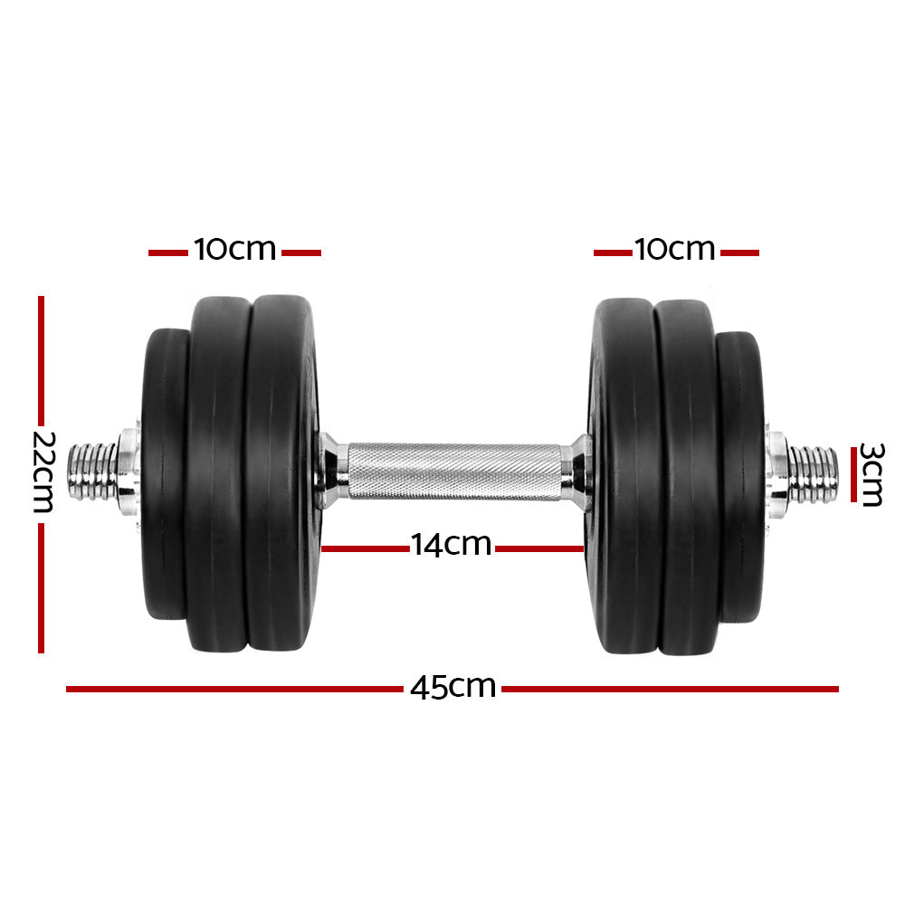 Everfit 30kg Dumbbell Set Weight Plates Dumbbells Lifting Bench