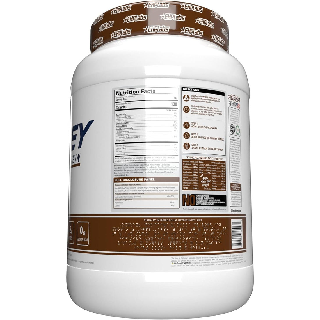 Ehplabs Oxywhey Lean Whey Protein Powder - 25G of 100% Pure, Lean, Non-Gmo Whey Protein Blend, Post Workout Fitness & Nutritional Shakes, Smoothies, Baking & Cooking - 27 Serves (Chocolate Caramel)