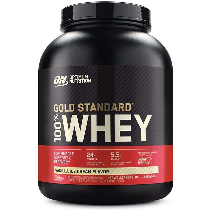 Gold Standard 100% Whey Protein Powder, Vanilla Ice Cream, 2.27Kg