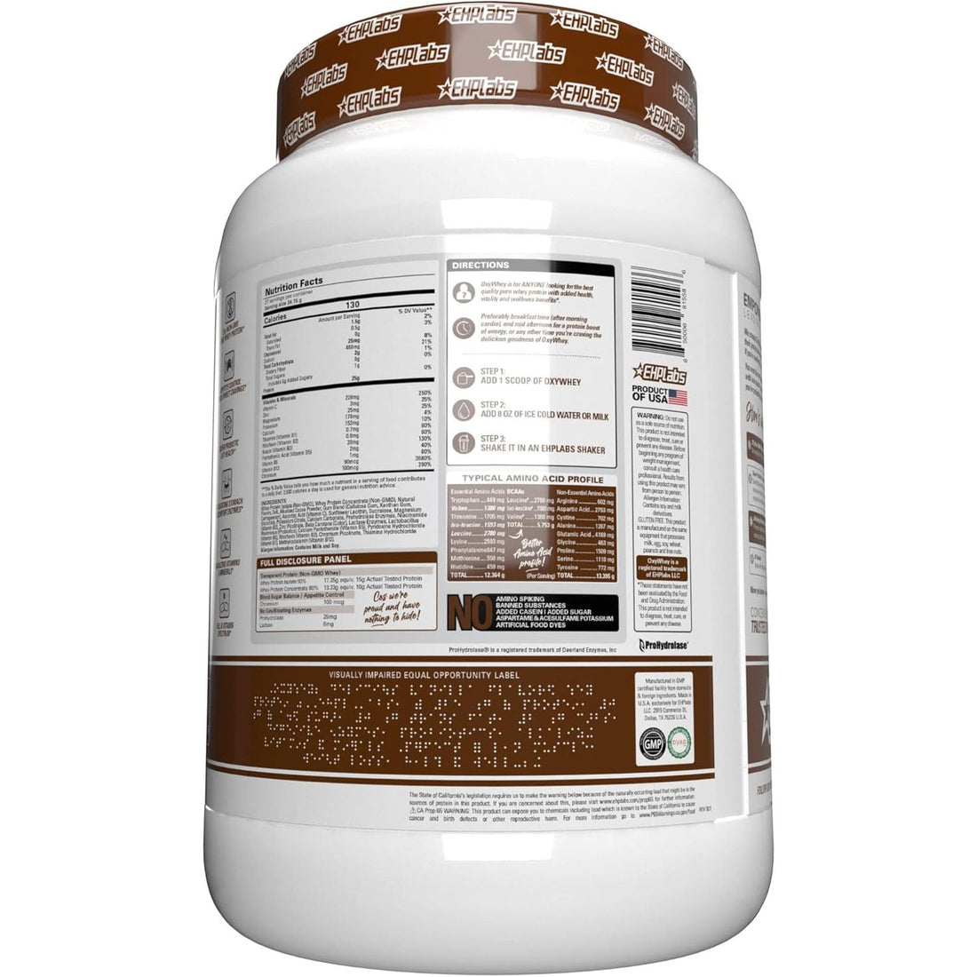 Ehplabs Oxywhey Lean Whey Protein Powder - 25G of 100% Pure, Lean, Non-Gmo Whey Protein Blend, Post Workout Fitness & Nutritional Shakes, Smoothies, Baking & Cooking - 27 Serves (Chocolate Caramel)